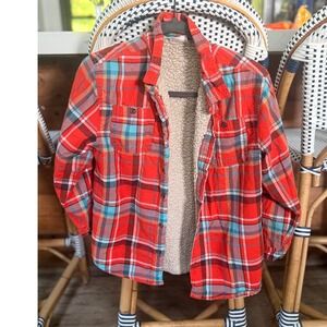 Crazy 8 Boys Red Plaid Sherpa Lined Flannel Shirt Jacket Size L 10-12